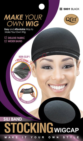Qfitt - Sili Band Stocking Wig Cap BLACK (#5001)