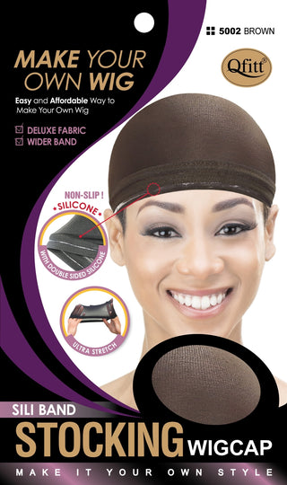 Qfitt - [SILI BAND - DB SIDE] STOCKING WIG CAP #5002 BROWN