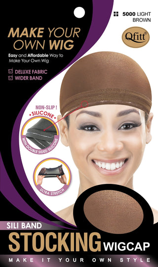 Qfitt - [SILI BAND - DB SIDE] STOCKING WIG CAP #5000 LIGHT BROWN