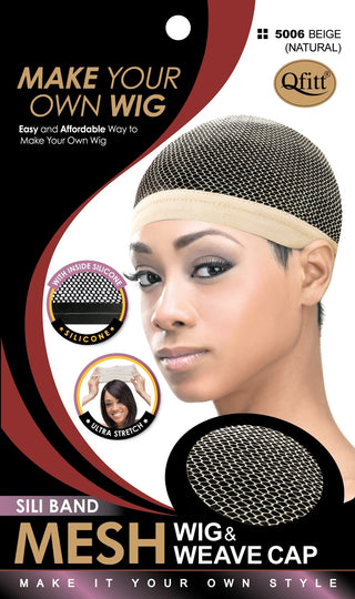 Qfitt - [SILI BAND - ONE SIDE] MESH WIG & WEAVE CAP #5006 NATURAL