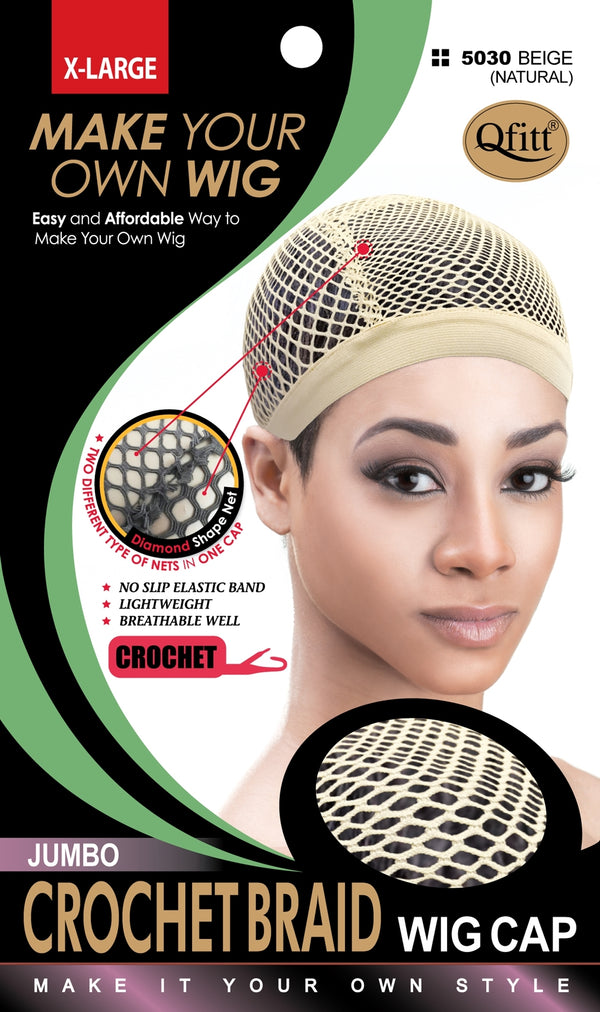 Qfitt - PREMIUM MICRO CROCHET BRAID WIG CAP #5030 NATURAL