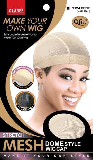 Qfitt - STRETCH MESH DOME STYLE WIG CAP X-LARGE #5124 BEIGE