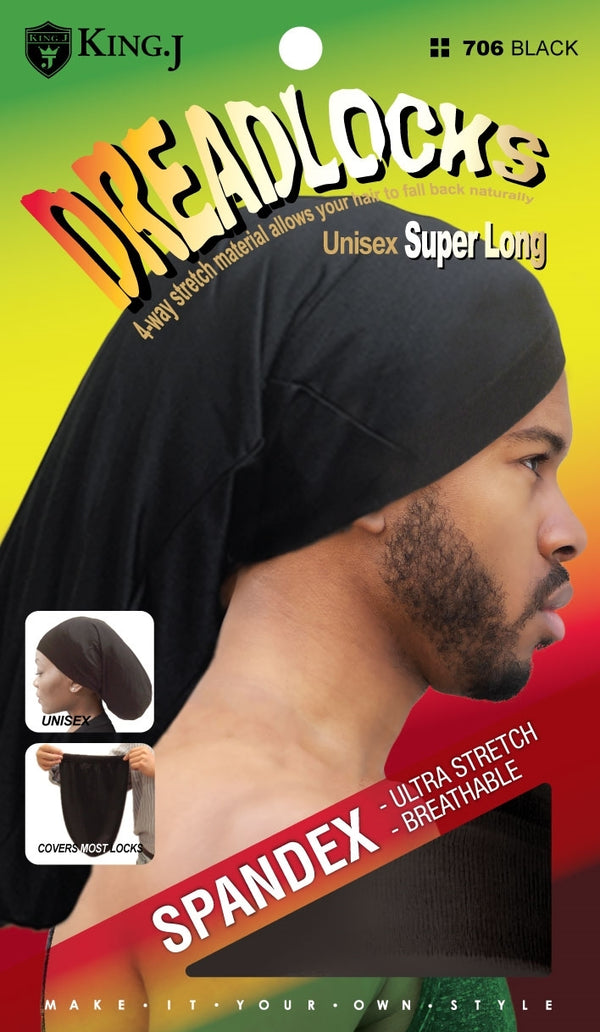 King J - DreadLocks Spandex Unisex Super Long BLACK