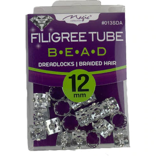 MAGIC COLLECTION - Diamond Filigree Tube Bead Silver 18PCs