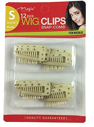 MAGIC COLLECTION - Wig Clips Snap-Comb Small Blonde 12 PCs