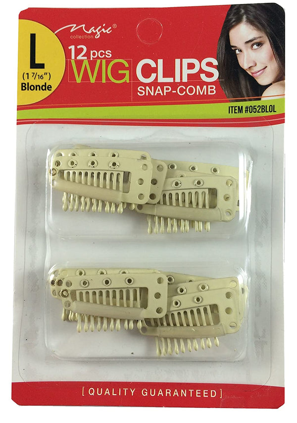 MAGIC COLLECTION - Wig Clips Snap-Comb Large Blonde 12 PCs