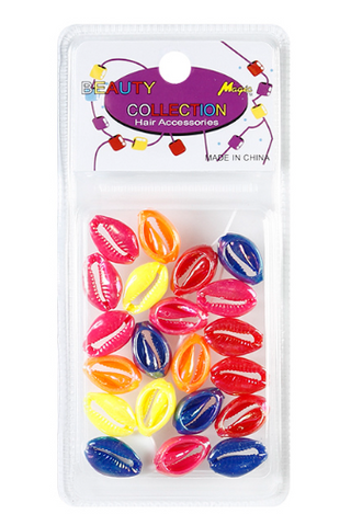 BEAUTY COLLECTION - Assorted Glossy Shell Hair Beads 20 Pieces