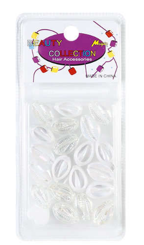 BEAUTY COLLECTION - Matallic Hair Shell Beads White/Clear