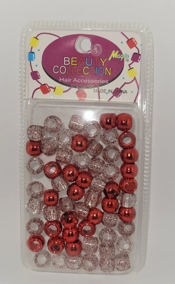 BEAUTY COLLECTION - Round Hair Bead Metallic Red