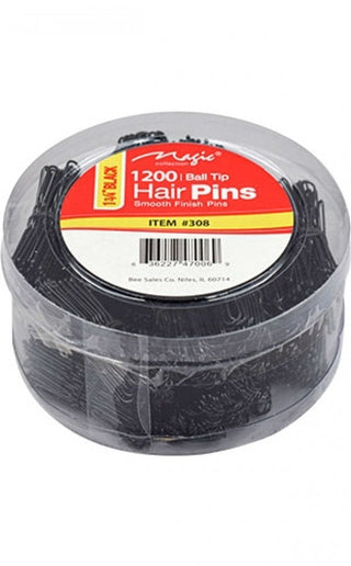 MAGIC COLLECTION - 1200 Ball Tip Hair Pins BLACK Jar