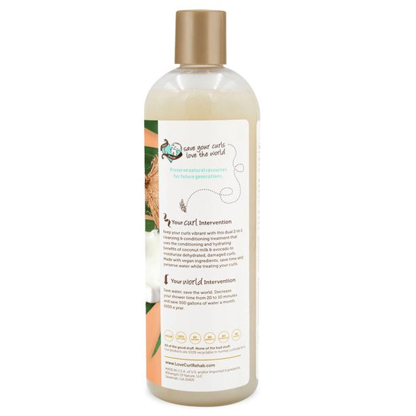 Curl Rehab - Dry Hair, Damaged Repair Coconut Milk & Avocado 2-IN-1 Shampoo Conditioner