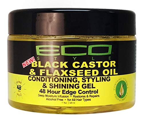 ECO STYLE - Black Castor & Flaxseed Oil Conditioning, Styling & Shining Gel 48 Hour Edge Control