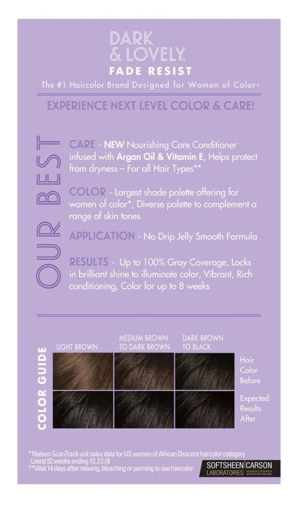 SoftSheen Carson - Dark & Lovely Fade Resist Permanent Hair Dye Kit #371 (JET BLACK)