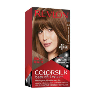 REVLON - COLORSILK Beautiful Color Permanent Hair Dye Kit 43 MEDIUM GOLDEN BROWN