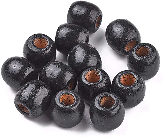 HAIR SHELL - Black Wooden Beads 24PCs (TBW01BL)