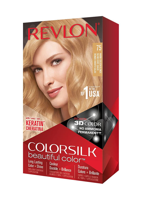 REVLON - COLORSILK Beautiful Color Permanent Hair Dye Kit 75 WARM GOLDEN BLONDE