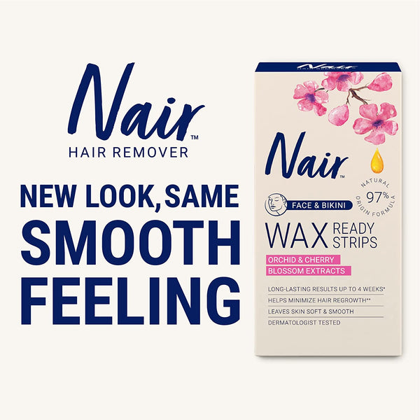 NAIR - Face & Bikini Wax Ready Strips Orchid & Cherry Blossom Extracts