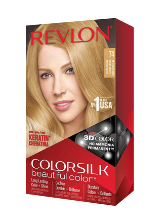 REVLON - COLORSILK Beautiful Color Permanent Hair Dye Kit 74 MEDIUM BLONDE