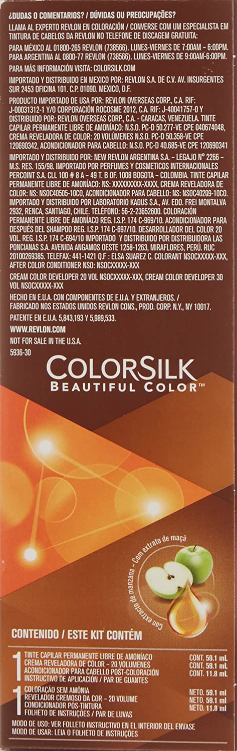REVLON - COLORSILK Beautiful Color Permanent Hair Dye Kit 30 DARK BROWN