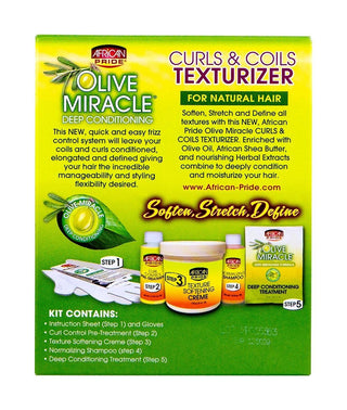 African Pride - Olive Miracle Deep Conditioning Curls & Coils Texturizer Kit