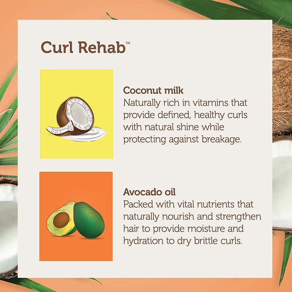 Curl Rehab - Dry Hair, Damage Repair Coconut Milk & Avocado Repairing Oil Treatment and Hydrating Mask