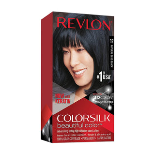 REVLON - COLORSILK Beautiful Color Permanent Hair Dye Kit 12 NATURAL BLUE BLACK