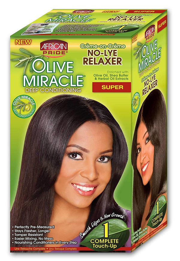 African Pride - Olive Miracle Deep Conditioning No-Lye Relaxer Kit (Super) 1 APPS