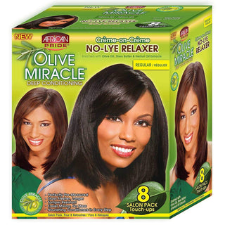 African Pride - Olive Miracle Deep Conditioning No-Lye Relaxer Kit (REGULAR)