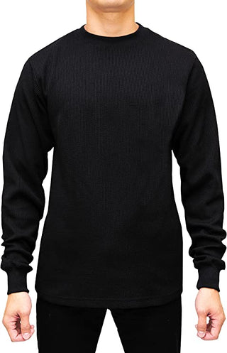 Buy black MAGIC COLLECTION - Men's Classic Fit Waffle-Knit Thermal Crew Neck