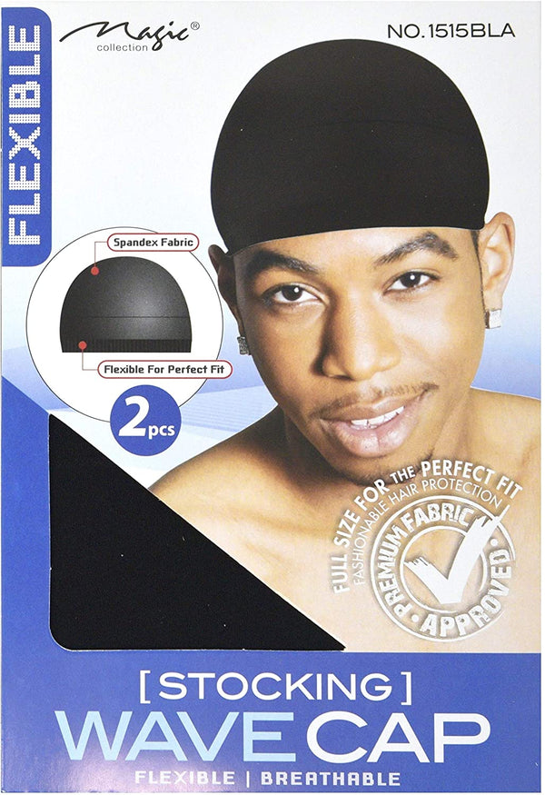 MAGIC COLLECTION - 2 Pieces Stocking Wave Cap Black