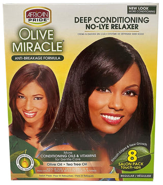 African Pride - Olive Miracle Deep Conditioning No-Lye Relaxer Kit (REGULAR)