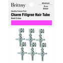 Brittny - Charm Filigree Hair Tube Bold Cross Silver