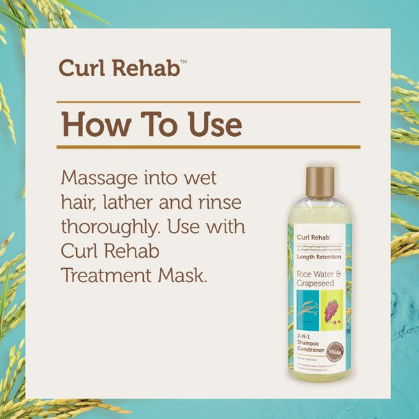 Curl Rehab - Length Retention Rice Water & Grapeseed 2-IN-1 Shampoo Conditioner