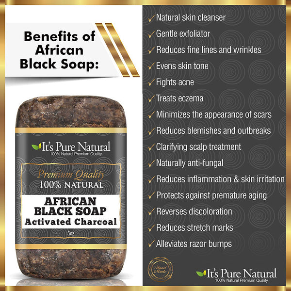 It's Pure Natural - Premium Quality 100% Natural African Black Soap Activated Charcoal