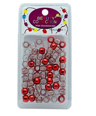 BEAUTY COLLECTION - Round Hair Bead Metallic Red