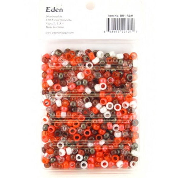 Eden Collection - Small Round Beads Red/Clear/Brown Mixed 600 Pieces