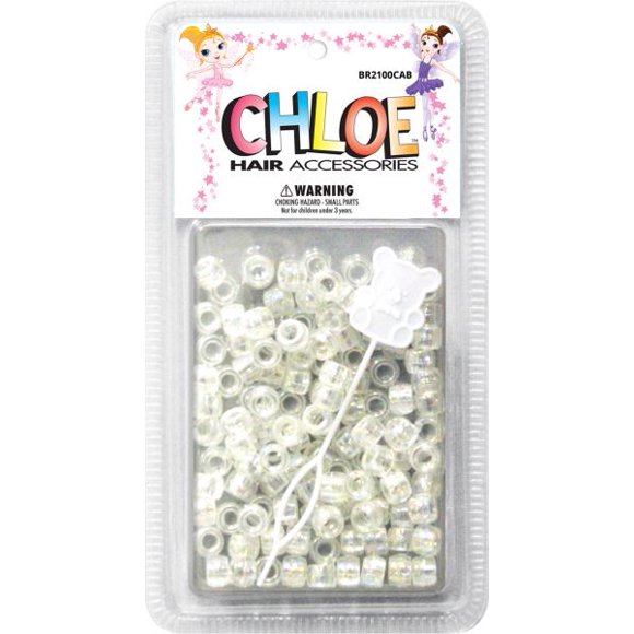 Chloe - Hair Bead Small Glossy Clear 100 Pieces BR2100CAB
