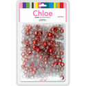 DREAM WORLD - Round Hair Bead Medium Red/Red Glitter 200 PCs (BR2300GRD)