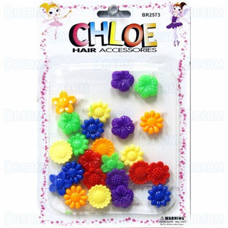 DREAM WORLD - Flower Hair Barrettes Assorted 12PCS (BR2573)