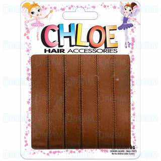 CHLOE - HAIR RIBBON Brown 6PC 0.5″
