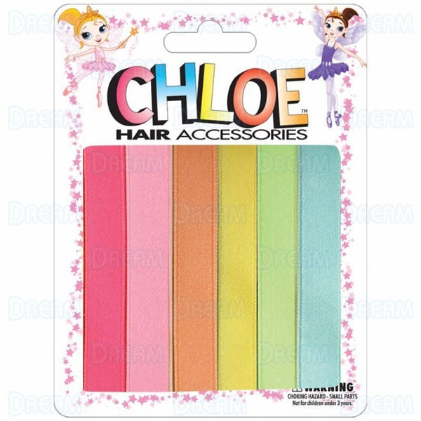 CHLOE - HAIR RIBBON LIGHT ASSORTED 6PC 0.5″