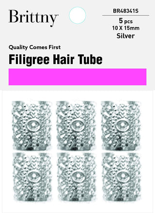 Brittny - Charm Filigree Hair Tube Silver