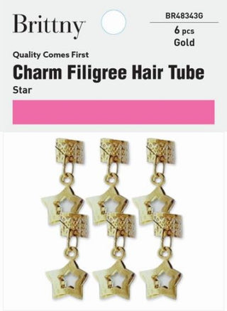 Brittny - Charm Filigree Hair Tube Gold Star