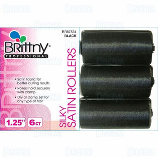 Brittny - 6PCs X-Large Black Silky Satin Rollers