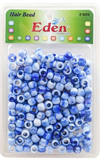 Eden Collection - Medium Round Hair Bead Blue Two Tone 200 Pieces (BR9-WBLU)