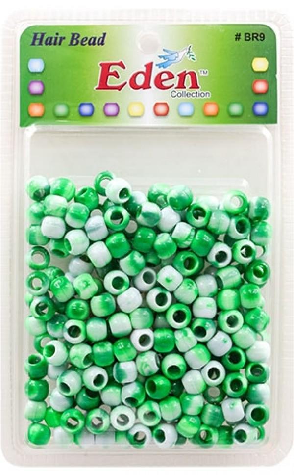 Eden Collection - Medium Round Hair Bead Green Two Tone 200 Pieces (BR9-WGRE)