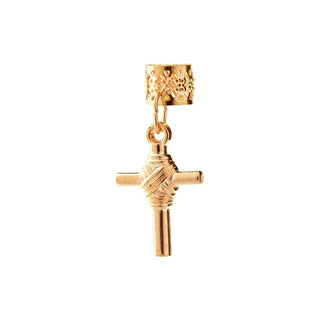 Beauty Town - Charm Filigree Tube Gold Bold Cross #07860