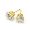 C&L - FAB Gold Round Crown CZ Earring