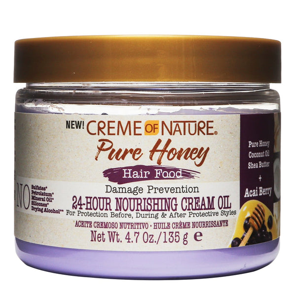 Creme of Nature - Pure Honey Hair Food Damage Prevention 24-Hour Nourishing Cream Oil Acai Berry