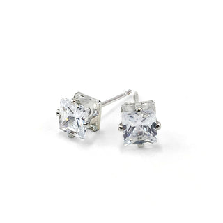 C&L - SILVER SQUARE CUBIC ZIRCONIA EARRING